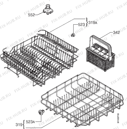 Взрыв-схема посудомоечной машины Blanco BDW204IB - Схема узла Basket 160